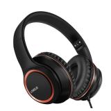 LORELEI X8 Over-Ear Wired Headphones with Microphone with 1.45m-Tangle-Free Nylon Line&3.5mm Plug,Lightweight Foldable & Portable Headphones for Smartphone,Tablet,Computer,Mp3/4(Space Black)