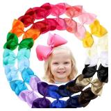 Oaoleer 20PCS 8 Inch Hair Bows for Girls Grosgrain Ribbon Toddler Hair Accessories with Alligator Clips for Toddlers Baby Girls Kids Teens in Pairs