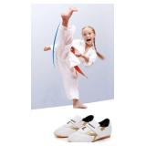 Art Taekwondo Shoes Light Weight Boxing Karate Kung Fu Tai Chi Sneakers,3 M US Little Kid White