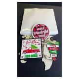 Tradder 14 Pcs Christmas Tiered Tray Decor Christmas Stockings Red Truck Xmas Tree Santa Wooden Signs Xmas Table Decorations Rustic Farmhouse Ornaments for Home Shelf