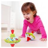 Beeqoo Fun Farm Spinning Top Tin Toy for Kids â Retro Classic Toys - Toddler Traditional Spin Tops - Metal Fidget Spinner for Kindergarten â Sensory Gyroscope - Novelty Present Party Favors