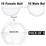 Jishi 10pk Clear Plastic Christmas Ornaments for Crafts Fillable DIY Christmas Ornaments Balls 60mm Acrylic Ornaments for Christmas Tree Decorations, Hanging Christmas Decorations Home Decor Supplies