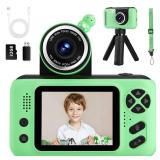 Makolle Kids Camera, Birthday Gifts for Boys and Girls Age 3-8,Video Recorder for Kids 8-12,Childrens Digital Camcorder for vlogging Portable Kids Selfie Camera with 32GB SD Card Green