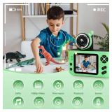 Makolle Kids Camera, Birthday Gifts for Boys and Girls Age 3-8,Video Recorder for Kids 8-12,Childrens Digital Camcorder for vlogging Portable Kids Selfie Camera with 32GB SD Card Green