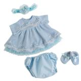 EKOKIZ Reborn Baby Dolls Clothes Girl Blue Baby Doll Clothes 17-20 Inches Doll Outfits and Accessories for Newborn Girl