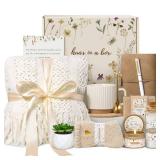 Lepiche Birthday Gifts for Women, Get Well Soon Self Care Package Box, Sending Hug Baskets Thinking of You Inspirational Gift for New Mom Best Friend Birthday (Ivory)