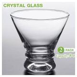 Gencywe 2 Pack Martini Glasses, 8 Ounce Crystal Cocktail Glasses, Martini Drinking Glasses, Hand Blown Stemless Cocktail Glassware for Bar, Martini, Cosmopolitan, Manhattan, Gimlet, Pisco Sour, Brandy