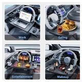AUEOTUAR Steering Wheel Tray, Car Food Tray, Car Desk for Laptop, Multipurpose Car Table for Eating & Work, Adjustable Car Tray with Drawer and Anti-Slip Protective Adhesive