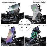 JDHDL Wireless Car Charger Mount, 15W Dual Coil One-Touch Rotatable Car Phone Holder Wireless Charger for Samsung Galaxy Z Fold 7/6/5/4/3/2, Z Flip, S25/S24/S23/S22, iPhone, Car Charger Included