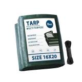 Vandham Tarp Waterproof 16x20 Multi-Purpose Green Camping Tarps 8Mil Thick with Reinforced Grommets for Under Pool, Emergency Rain Cover Outdoor