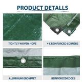 Vandham Tarp Waterproof 16x20 Multi-Purpose Green Camping Tarps 8Mil Thick with Reinforced Grommets for Under Pool, Emergency Rain Cover Outdoor