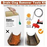 ãNewã50 FT Double Mode Drain Snake Tools, 11-in-1 Drain Auger for Sink and Drain Unblocking, Plumbing Snake for Kitchen, Bathrom and Shower Sink, Snake for Real DYIs (Red)