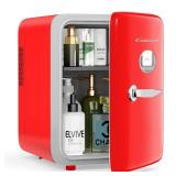 CUTIEWORLD Skincare Fridge - 4L Mini Fridge for Bedroom, Office and Car, for Refrigerating Makeup, Skincare and Food, Cooler and Warmer, Beverage Cooler, Red