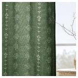 Lino Rosa 63 Inch Length Curtains for Living Room,Sheer Boho Olive Green Window Treatments Curtains for Bedroom 2 Panels Set