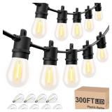 Svater Outdoor String Lights 300 FT, Patio Lights for Outside with Shatterproof Bulbs, Waterproof IP65 Commercial Hanging Light for Backyard Porch Balcony Bistro Party, 2700K