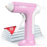 Cordless Hot Glue Gun, 10s Fast Preheat, 30PCS Mini Glue Sticks 7x100mm, 4V 20W Type-C Rechargeable, Anti-Drip, Auto-Off, for DIY Crafts, Repair, Decoration (Pink)