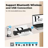 NDYIN Portable Printer Wireless for Travel, D80 Thermal Printer, Inkless Printers, Compatible with iOS, Android, Laptop, Supports 8.5\" x 11\" US Letter & A4 & A5 for Home Use, Office, Vehicles, Black