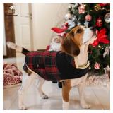 Queenmore Warm Dog Coat - Cold Weather Puffer Dog Jacket with Ultra Thick Plush Lining and Storage Pockets,Red Plaid Large