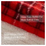 MAXEVE Heated Electric Blanket, 50\"x60\" Faux Fur Fast Heating Throw Blankets with 8 Heating Levels & 8 Hours Auto Off with Over-Heat Protection & ETL Certified, Plaid Red