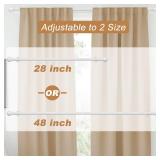 White Curtain Rods for Windows 28 to 48 Inch, Heavy Duty Curtain Rod Set with Brackets, Decorative Adjustable Curtain Rods for Bedroom, Living Room, 5/8\" Metal Drapery Rod