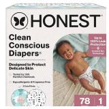 The Honest Company Comfort Dry Disposable Diapers for Sensitive Skin, Hypoallergenic, Fragrance-Free, Above It All + Pattern Play, Club Box Size 1 (8-14 lbs), 78 Count