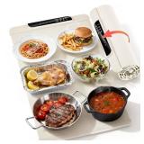 Food Warming Mat, 10s Fast Heating with 5 Modes & 10 Temp Settings, 0.5-10H Timer, Foldable & Easy-Clean Food Grade Silicone Mat for Desk, Table, Home Kitchen (White, 26 * 15 inch)