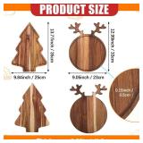 Umigy 2 Pcs Christmas Charcuterie Boards Christmas Tree Wooden Cutting Board with Handle Antler Acacia Wood Cute Cutting Board for Cheese Fruit Bread Salad Vegetables Snack Dessert
