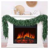 Hananona 9 FT Artificial Cedar Garlands, Real Touch Winter Cedar Pine Garland, Green Artificial Greenery Garland for Table, Mantle, Wall, Indoor, Outdoor Christmas Decorations (1, 9 FT)