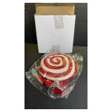 Gejoy Christmas Candy Tree Topper Peppermint Candy Cane Christmas Tree Toppers 10.2 Inch Candy Swirl Christmas Ornament Glitter Xmas Tree Topper for Holiday Party Festive Home Decor