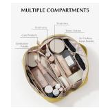 EACHY Travel Makeup Bag,Large Capacity Cosmetic Bags for Women,Portable Pouch Open Flat Toiletry Bag Make up Organizer with Divider and Handle