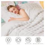 EMME Faux Fur Duvet Cover Twin Size, 2 Pieces Ultra Soft Fluffy Comforter Cover, Cozy Warm for Winter, Luxury Elegant Shaggy Bubble Design Bedding, 1 Duvet Cover & 1 Pillow Shams (Twin, White)