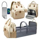 DERJUNSTAR Large Diaper Bag Backpack, Baby Dipaer bag with Insulated Bottle Holders, USB Charging Port, Travel Diaper Backpack for Mom & Dad