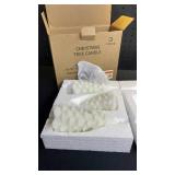 Yongmao Glittering White Christmas Tree Shaped Flickering Flameless LED Candles with Timer, Real Wax Battery Operated for Home Party Decoration and Gift (Set of 3)