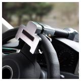 Amorin Steering Wheel Lock with Alarm and Light, Car Security Products Anti-Theft Device, Heavy Duty Car Theft Prevention Lock Bar for Car SUV Black + Silver