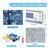 EsLuker.ly Latch Hook Rug Kit DIY Crochet Carpet for Beginners, Starry Sky Patterns Pre-Printed Canvas Yarn Rug Hooking Kits, Creative Craft Home Decor Ideal for Learning Rug Making