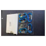 6PCS Carabiner Caribeaner Clip,3 Inch Large Aluminum D Ring Shape Carabeaner with 6PCS Keyring Keychain Hook (missing one)