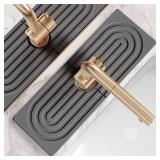 eormoe Faucet Mat for Kitchen Sink - Wider Diatomite Fast Drying Stone Sink Tray, Super Absorbent, Prevents Moisture Buildup - Faucet Splash Guard for Bathroom Counter (Dark Grey, 15x5.3inch)