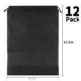 12 Pack Large Shoe Bags for Packing with Clear Window, Dustproof Drawstring Travel Shoe Storage Bags for Men & Women, Black