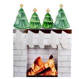 Christmas Cardboard Fireplace Prop Cardboard Faux Fireplace Fake Fireplace with Stocking 3D Fire Flame Prop for Christmas Party Background Decoration 27 x 23 x 3.5 Inches