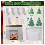 Christmas Cardboard Fireplace Prop Cardboard Faux Fireplace Fake Fireplace with Stocking 3D Fire Flame Prop for Christmas Party Background Decoration 27 x 23 x 3.5 Inches