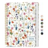 2026 Planner, Weekly and Monthly Calendar Planner for Women, Jan 2026 - Dec 2026, Hardcover Planning Agenda Book with Tabs, Spiral Bound, Inner Pocket, Perfect for School Office Supplies, 6.3\" x 8.5\