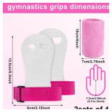 2 Pairs Gymnastics Hand Grips, Gymnastics Equipment for Kids, Gymnastics Wristbands Sets, Gymnastic Bar Grip Gloves and Gymnastics Wrist Support Sports Accessories for Workout Exercise, Pink, Black