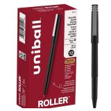 uniball Roller Rollerball Pens, Micro Point (0.5mm), Black, 12 Pack