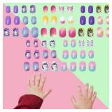 SIUSIO 120 Pcs 5 Pack Children Acrylic Fake Nails Press on Pre-glue Full Cover Glitter Gradient Color Rainbow Short False Nail Art Kits Set for Kids Little Girls - Unicorn Series