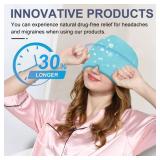 EXQUISLIFE Migraine Headache Relief Cap, Gel Ice Head Wrap, Hot and Cold Therapy, Headache Eyes Mask for Sinus, Puffy Eyes, Tension and Stress Relief (Blue)