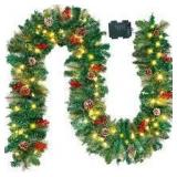 Joiedomi 9ft Artificial Christmas Garland Prelit With 100 Led Lights 27 Pine ...