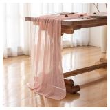 Keketoarrange Pink Spring Easter Table Runner Cheese Cloth Rustic Gauze Cheesecloth Table Runner 120 Inch 10 FT for Wedding Baby Bridal Shower Sheer Boho Home Tea Party Decor