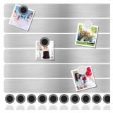 Stainless Iron Magnetic Display Board - Frameless Metal Magnet Boards with 20 Pcs Magnet Memo Strips for Office, Home, School