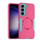 showdd Designed for Samsung Galaxy S24 Case,Magnetic,Double Drop Protection Heavy Duty,Compatible with MagSafe,Dustproof,No Fading, No Yellowing,for Men Women,Rose Blue