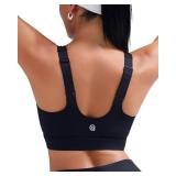 RUNNING GIRL Adjustable Straps High Impact Sports Bra for Women,High Support Workout Sports Bras with Sewn in Pads(WX3120 Black XXL)